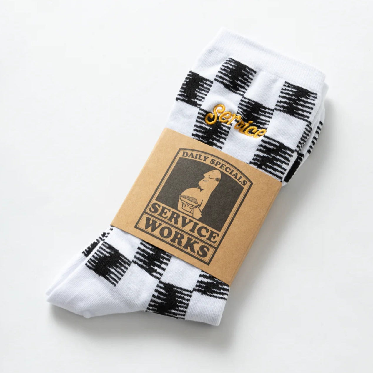 Service Works Checker Socks - White and Black - Orzel