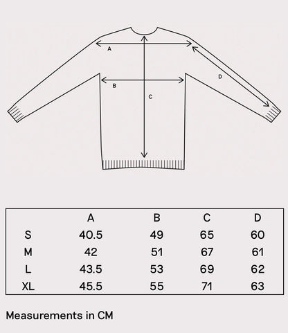Country of Origin Seamless Crew Sweater size guide - Oatmeal - orzel