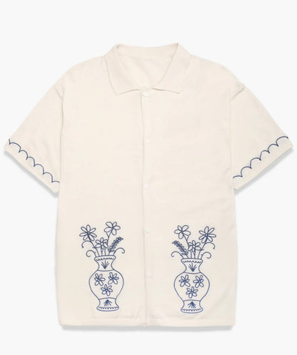 Service Works Short Sleeve Knitted Vase Shirt - Off White