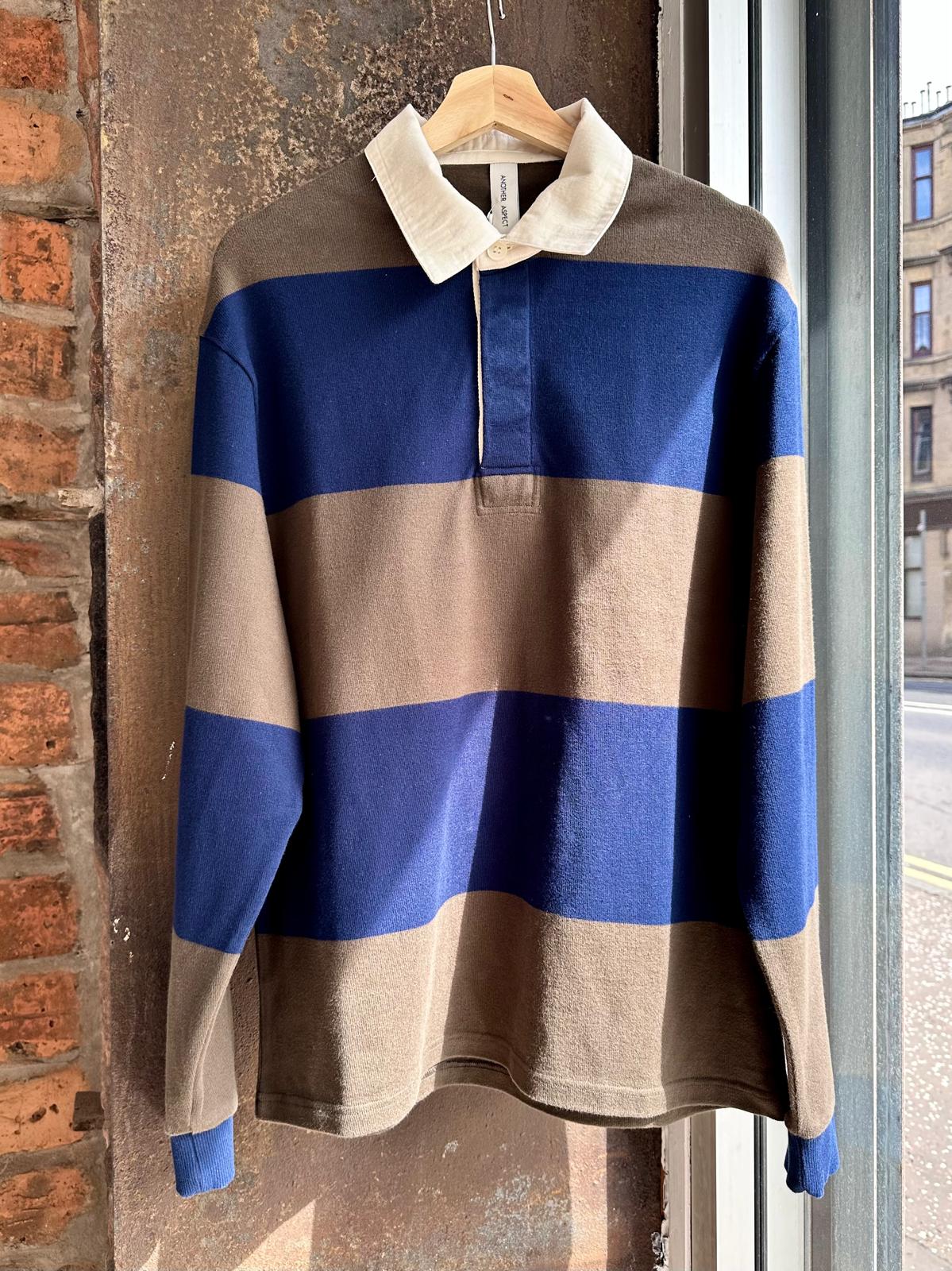 Another Aspect Polo - Navy Brown Stripe