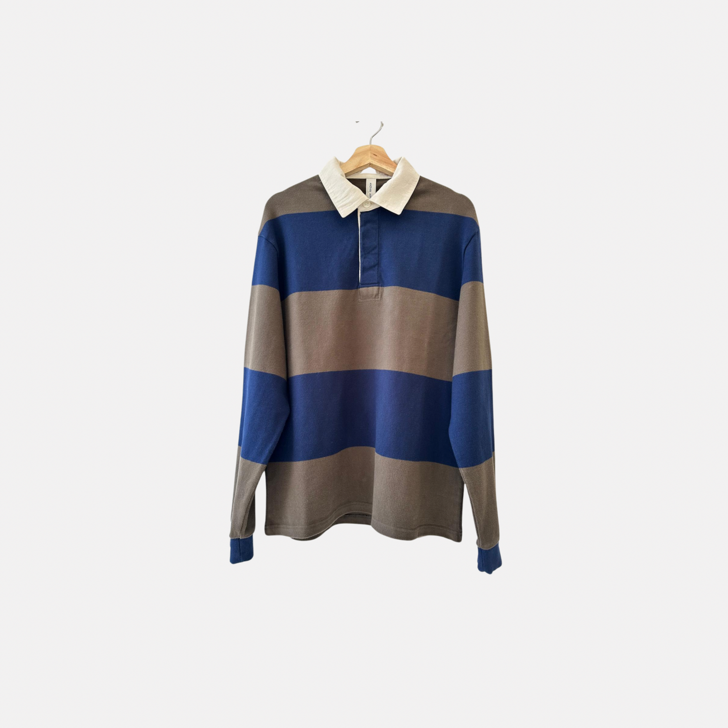 Another Aspect Polo - Navy Brown Stripe