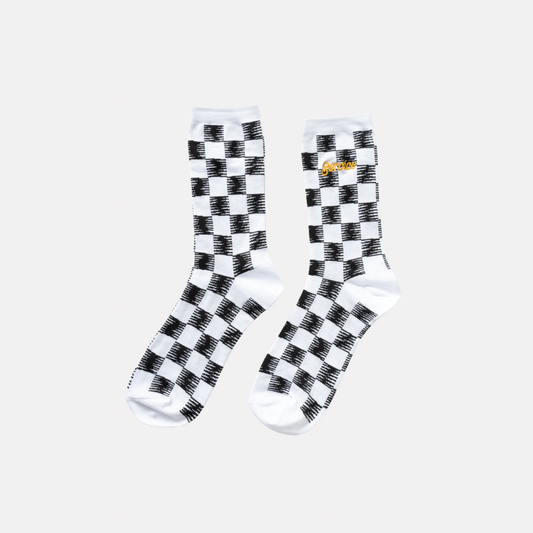 Service Works Checker Socks - White and Black - Orzel