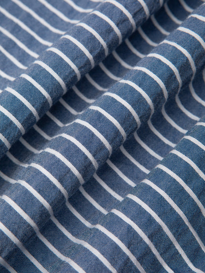 Kestin Aberlady Striped Seersucker Shirt - Blue / White Stripe