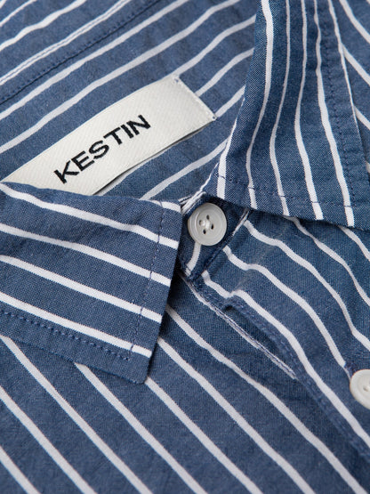 Kestin Aberlady Striped Seersucker Shirt - Blue / White Stripe