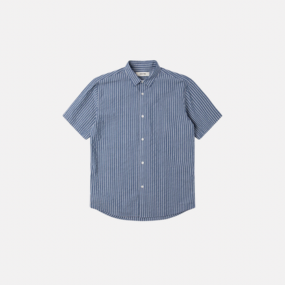 Kestin Aberlady Striped Seersucker Shirt - Blue / White Stripe