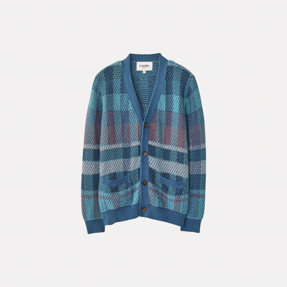 Corridor Blow Up Plaid Cardigan - Blue