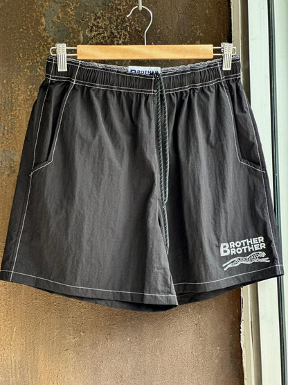 Brother Brother Nylon Baggy Shorts - Black / White Contrast