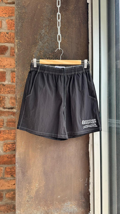 Brother Brother Nylon Baggy Shorts - Black / White Contrast