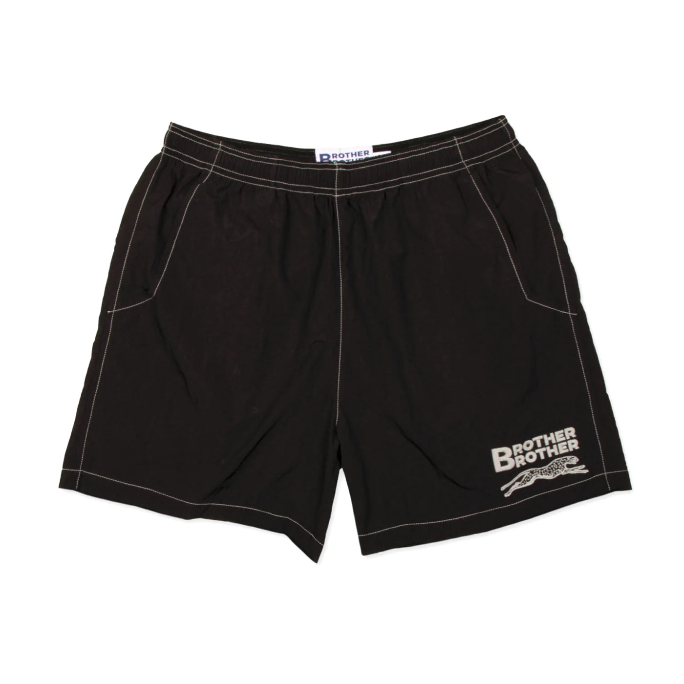 Brother Brother Nylon Baggy Shorts - Black / White Contrast