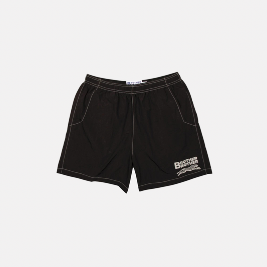 Brother Brother Nylon Baggy Shorts - Black / White Contrast