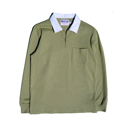 Brother Brother Zip Rugby Shirt - Sage