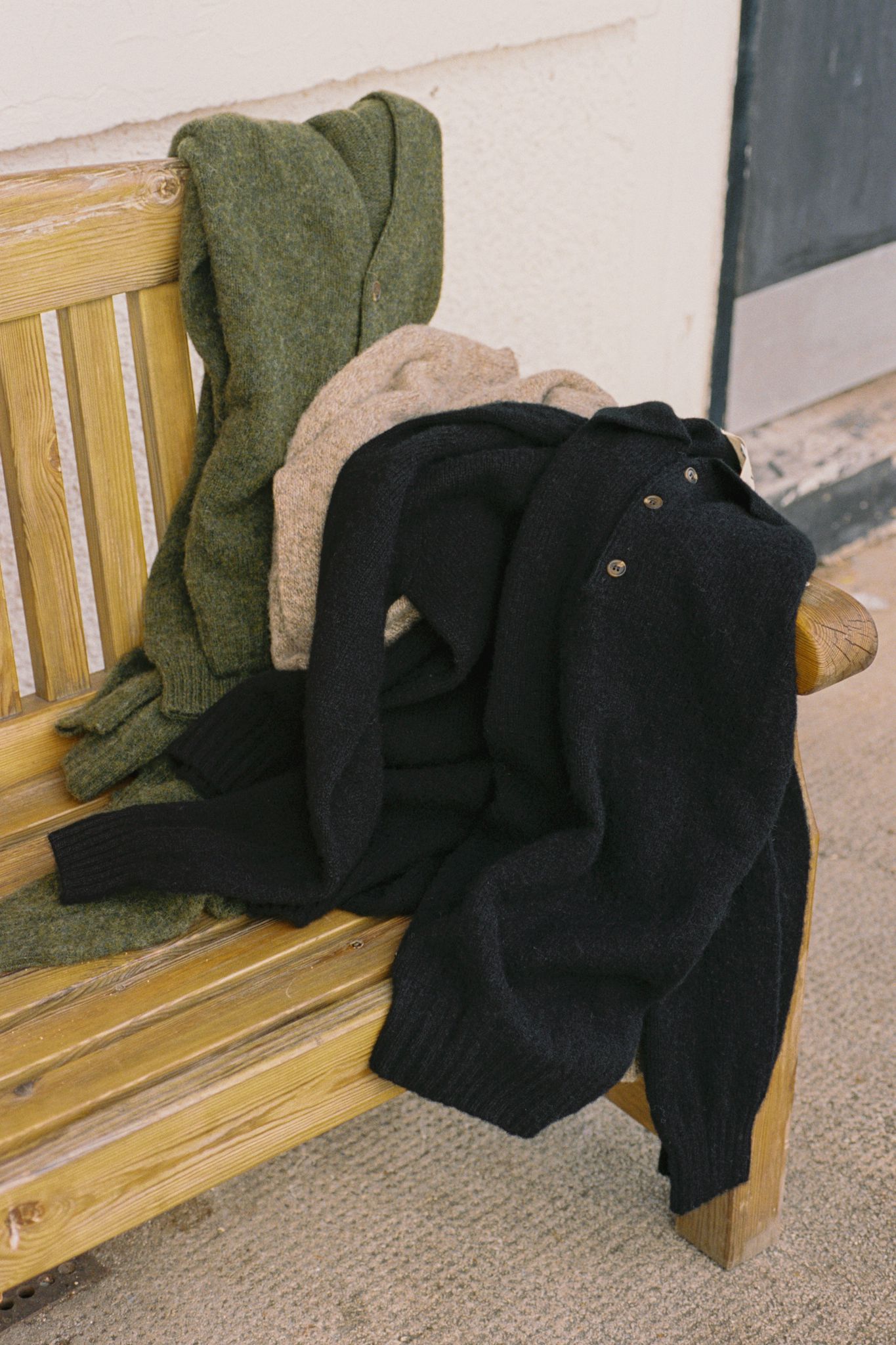 orzel knitwear lying on bench
